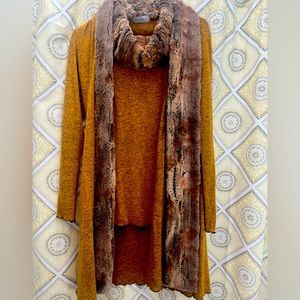 Sweater set with faux fur